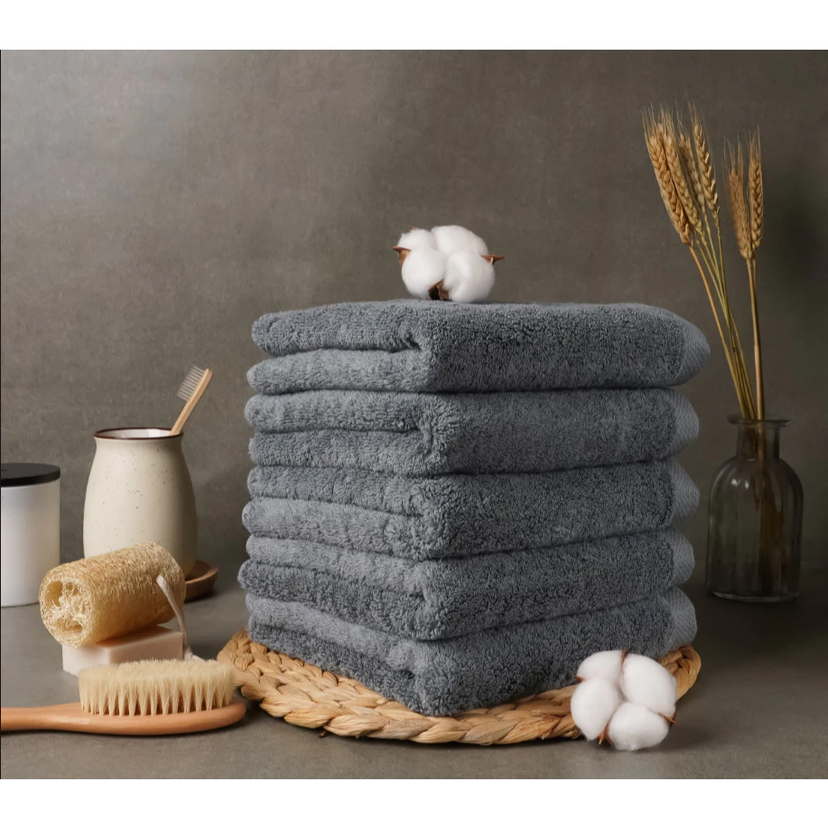 Khăn Tắm Xuất Hàn Set 3 Cái Khăn gội 40x80cm Trọng lượng 200gr 100% Cotton Cao Cấp Màu Blue Gray