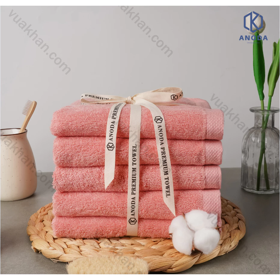 Khăn Xuất Hàn Khăn gội 40x80cm màu Hồng 100% Cotton cao cấp sợi chải kỹ Thấm Hút Không Ra Màu