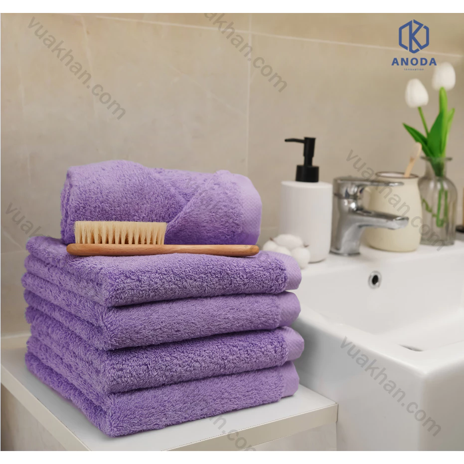 Khăn Tắm Xuất Hàn Khăn gội 40x80cm màu Violet 100% Cotton cao cấp sợi chải kỹ Thấm Hút Không Ra Màu