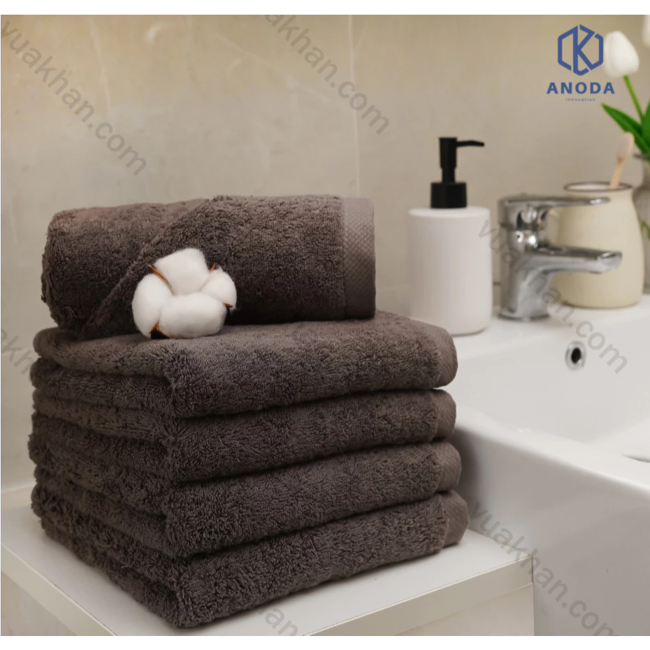 Khăn Tắm Xuất Hàn Set 3 Cái Khăn gội 40x80cm Màu Gray 100% Cotton cao cấp sợi chải kỹ