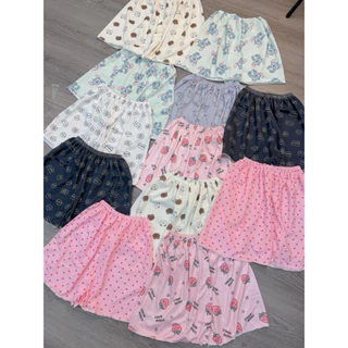 Quần short nữ, quần đùi cotton, quần ngủ nữ xoè hoạ tiết cute