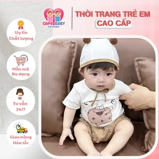 bộ rip qc 3 chi tiết kèm mũ hình bánh quy dễ thương cho bé từ 4-12kg[SH91]