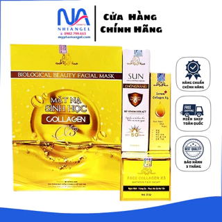 Combo Kem face Collagen X3 + Serum căng bóng + Kem chống nắng + Mặt nạ Mỹ phẩm Đông Anh