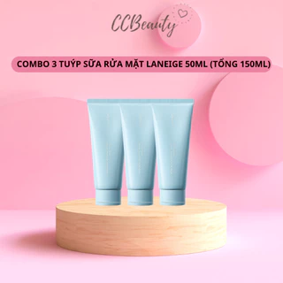 Combo 3 Tuýp 50ml Sữa Rửa Mặt Dưỡng Ẩm Laneige Water Bank Blue HA Cleansing Foam (bản Tmall Trung có tem phụ)