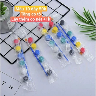 10 DÂY MÀU TẶNG 10 CỌ TÔ - màu tô tượng giá rẻ - 1 dây 6 màu tặng cọ