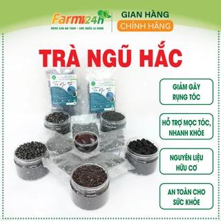 Trà ngũ hắc đã rang thơm (gạo lứt, đậu đen, mè đen, kỳ tử đen, dâu tằm), kích thích mọc tóc, đẹp da, khôi phục tóc rụng