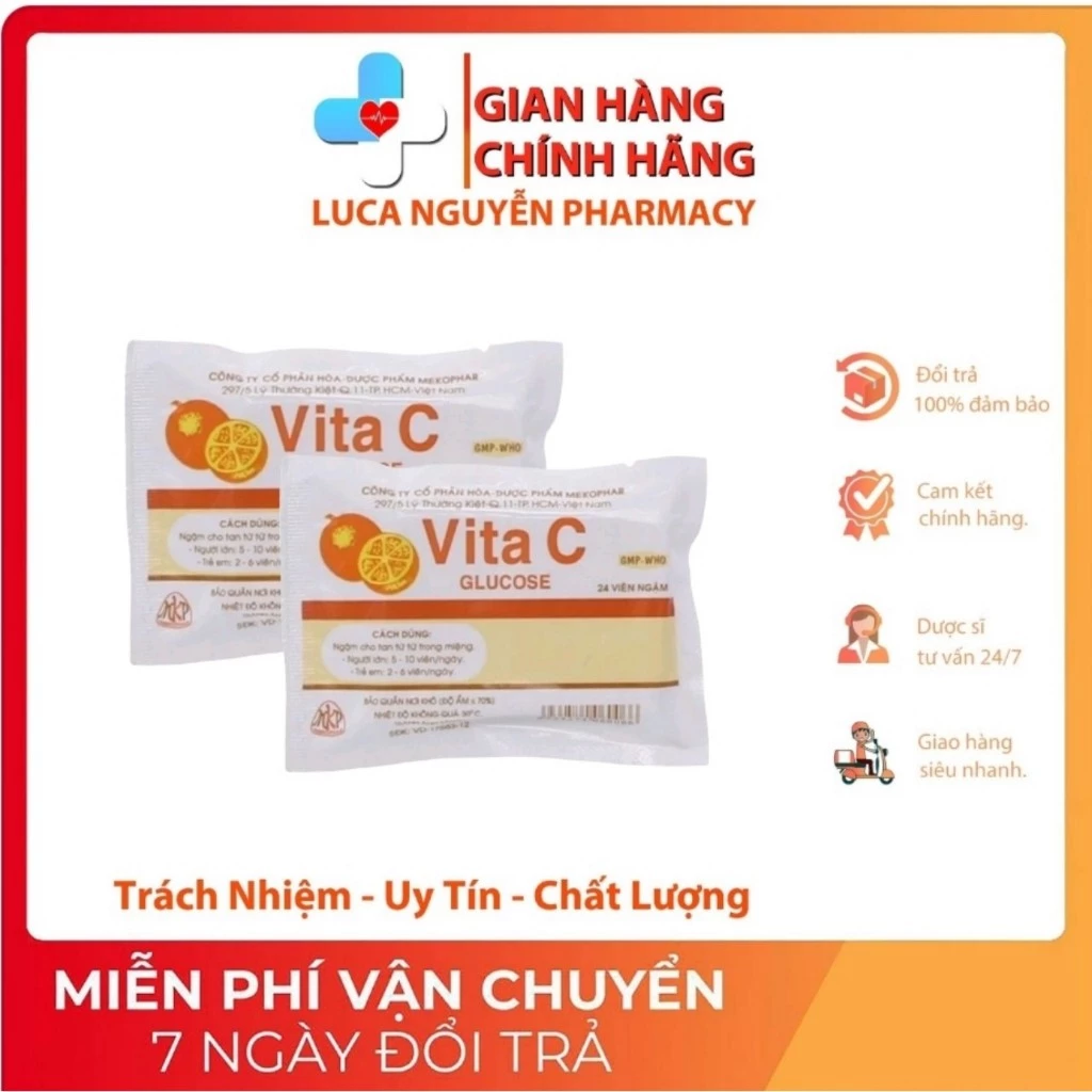 Viên ngậm Vita C Glucose gói 24 viên - Bổ sung khoáng chất