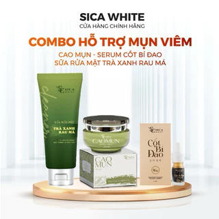 Combo Mụn Sica White, Cao Mụn Khổ Qua Diếp Cá, Cốt Bí Đao Và Sữa Rửa Mặt Trà Xanh - SICA WHITE