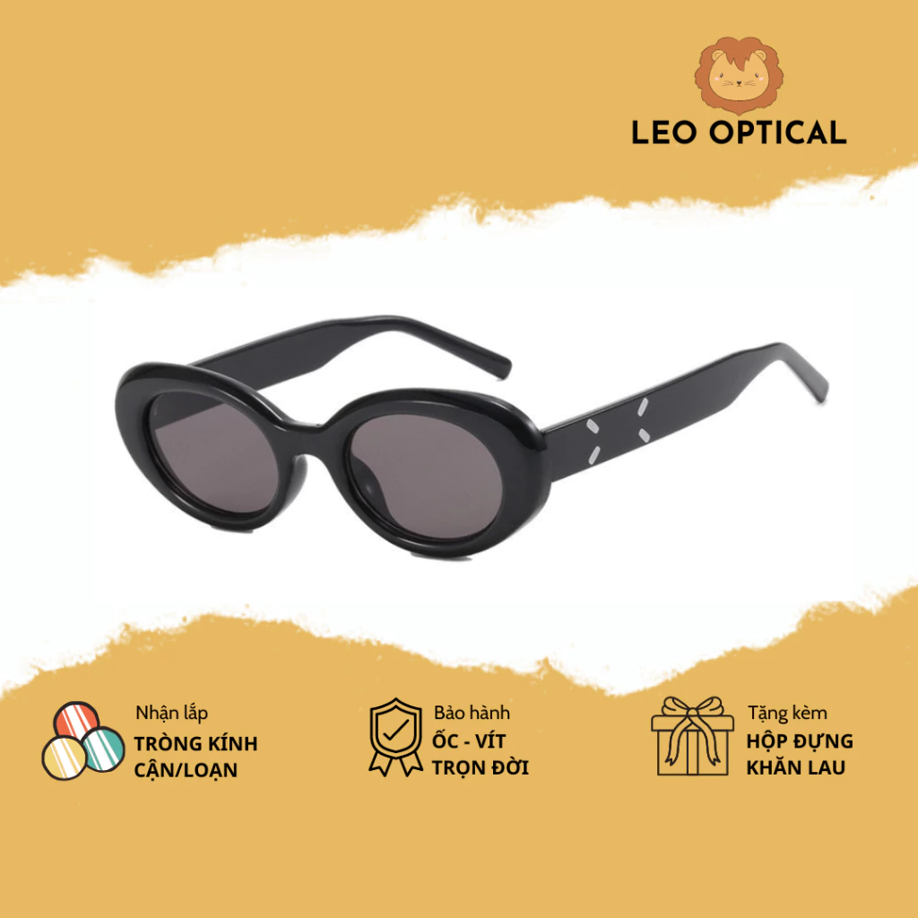 Kính mát mắt bầu tròn dáng alien oval bầu dục cho nam nữ thời trang trendy Y2K LEO OPTICAL 58036