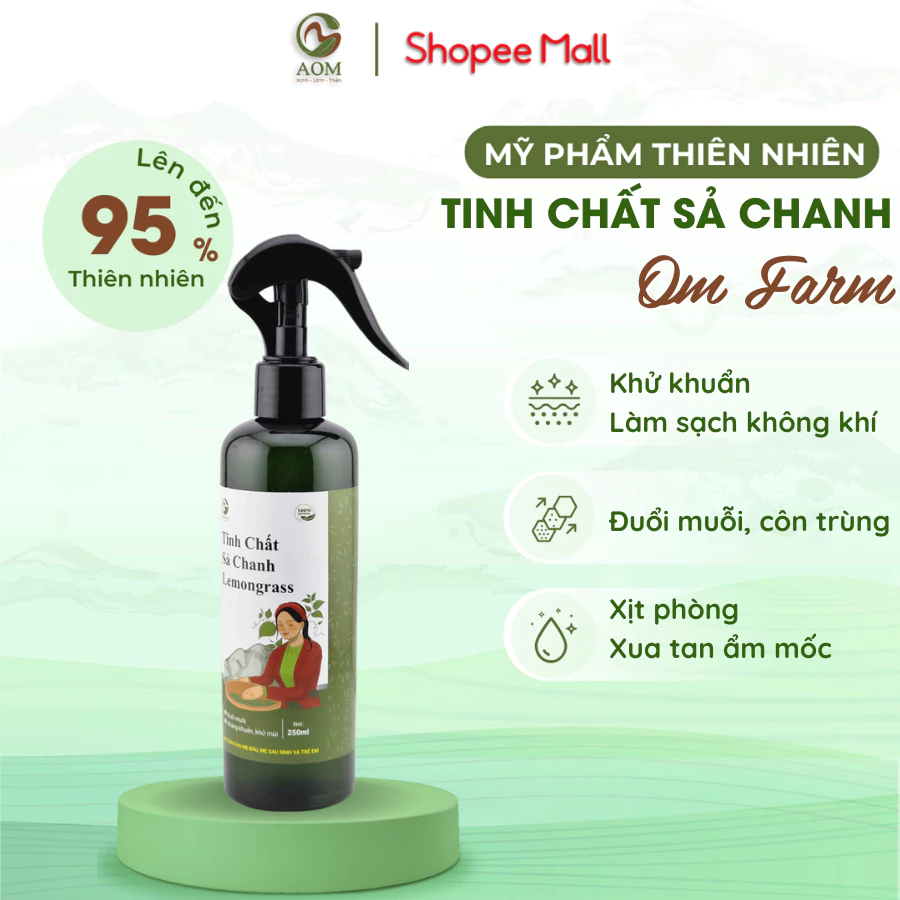 [MỚI RA MẮT] Xịt Sả Chanh Bạc Hà Đuổi Muỗi A OM Natural 250ml