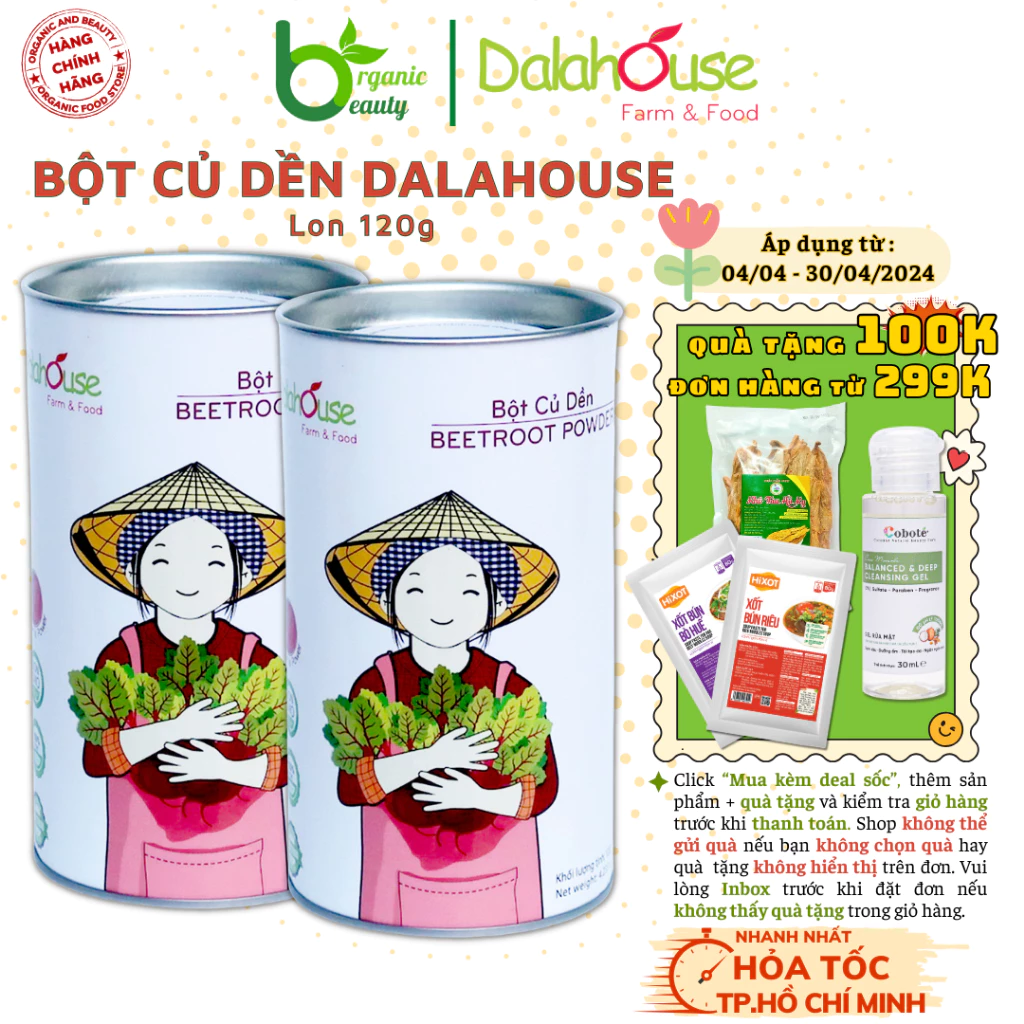 Bột Củ Dền Dalahouse - Bột Củ Dền Hữu Cơ Nguyên Chất Sấy Lạnh Dalahouse - Lon 120g