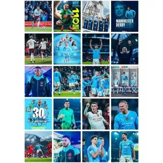 Bộ 40 hình dán sticker Manchester City mùa giải 2024, hình dán bóng đá, decal bóng đá