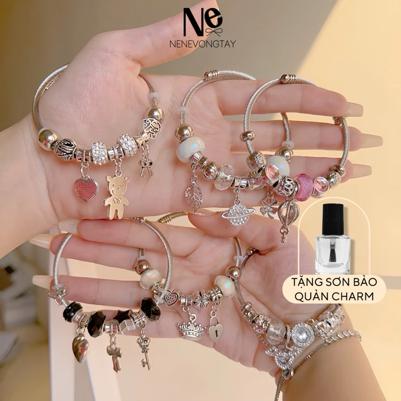 [Tặng Hộp+Sơn Charm] Vòng tay Pan nene CHARM hợp kim - dây thép ko rỉ nhiều mẫu xinh đẹp tự điều chỉnh size