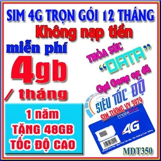 Sim 4G mobifone mdt350 trọn gói 1 năm không nạp tiền, cam kết bảo hành 12 tháng , sử dụng trên toàn quốc