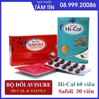 Sắt hữu cơ Avisure Safoli Hộp 30 viên và Canxi Avisure Hical Hộp 30 viên cho phụ nữ mang thai và cho con bú