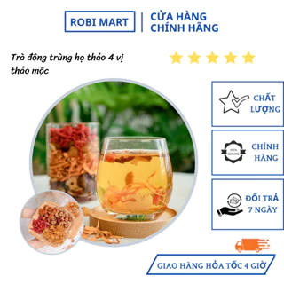 [1 gói dùng thử] Trà đông trùng hạ thảo 4 vị thảo mộc (táo thái lát, đông trùng, long nhãn, kỷ tử) robimart