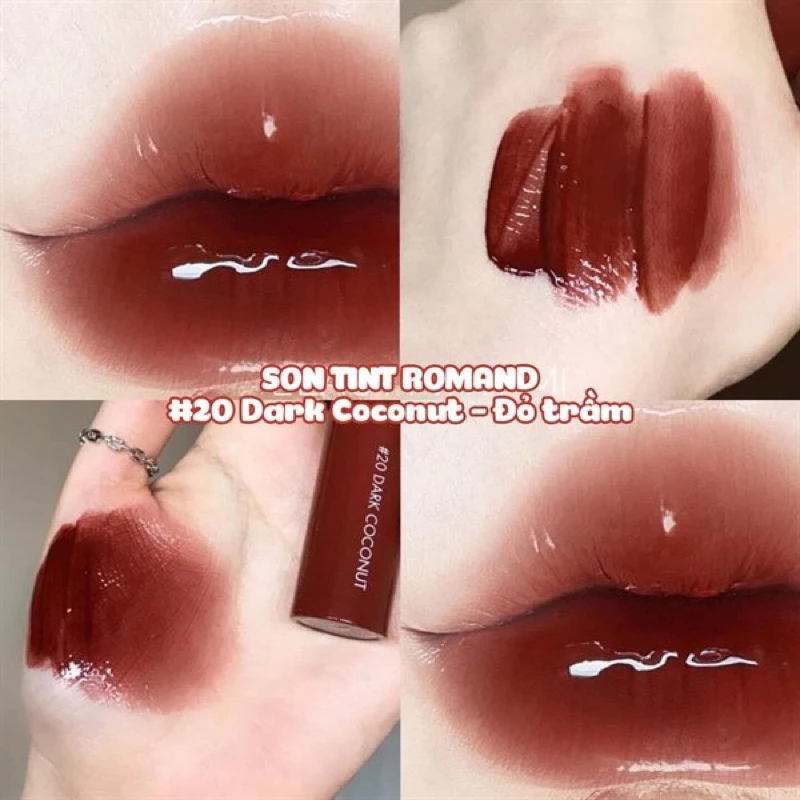 🍒 Son tint bóng ROMAND JUICY LASTING TINT Màu 20 - Dark Coconut NÂU CAM GẠCH