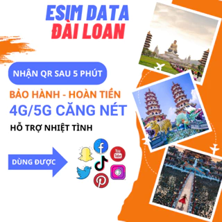 [Chunghwa] eSIM du lịch quốc tế ĐÀI LOAN, 4G/5G tốc độ cao, 3G không giới hạn hỗ trợ 24/24, 1 đổi 1