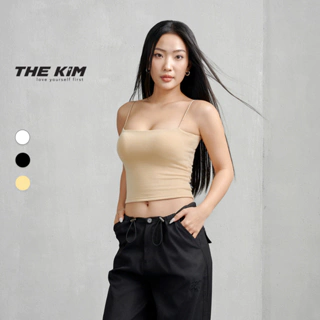 Áo croptop nữ 2 dây cao cấp ( có mút ngực ) THE KIM , áo hai dây sợi bún 100% cotton có đệm mút A107