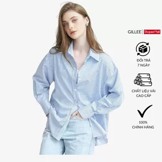 Áo sơ mi sọc kẻ nữ GILLEE dáng oversized, sơ mi form rộng vải kate Mỹ cao cấp chống nhăn, form đẹp FAS306