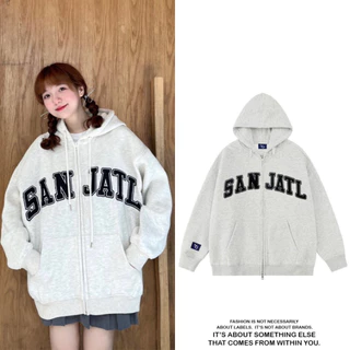 Áo Khoác Nỉ Hoodie Zip in SANJA Form Rộng Nam Nữ Unisex.