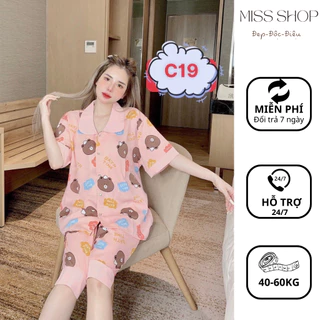 Đồ Bộ Pyjama Lửng Sen Chất Kate Thái Hoạ Tiết Kiểu Dáng Freesize.