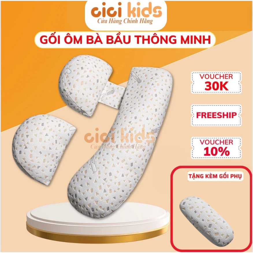 Gối Bầu Cánh Tiên, Gối Ôm Bà Bầu Cao Cấp CiCi Kids Giúp Mẹ Bầu Ngủ Ngon, Giảm Đau Lưng, Nâng Đỡ Bụng Giảm Áp Lực