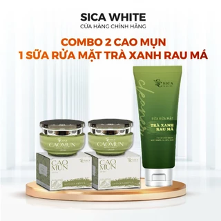 Combo Mụn Sica White, Bộ 2 Cao Mụn Khổ Qua Diếp Cá 15G Và Sữa Rửa Mặt Trà Xanh 100Ml - SICA WHITE