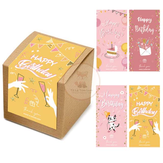 Set 50 sticker Happy Birthday dùng để dán gói quà/ đơn hàng size 5x10cm