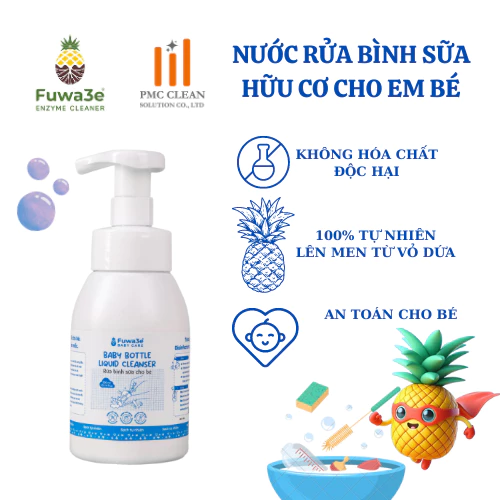 Nước Rửa Bình Sữa Fuwa3e Chính Hãng 300ml An Toàn Tuyệt Đối Cho Bé, Sạch Khuẩn, Nấm Mốc