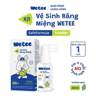 [1 TUỔI] Xịt Vệ Sinh Răng Miệng Wetee Cho Bé Từ 1 Tuổi 30ml, Hương Nho, Vị Ngọt, Không Flo, Không Chất Bảo Quản, An Toàn