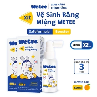 [COMBO 2] Xịt Vệ Sinh Răng Miệng Wetee Cho Bé Từ 3 Tuổi 50ml, Hương Cam, Vị Ngọt, Hỗ Trợ Làm Sạch Khoang Miệng