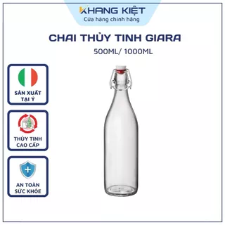 Chai Thủy Tinh Tròn Italy Giara  - Dung Tích 500ml và 1000ml - Đựng Mật Ong, Kombucha, Nước Ép