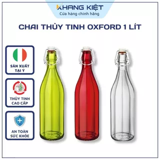 Chai Thủy Tinh Italy Oxford 1L - Chính hãng Bormioli, Nắp Cài, Dùng Đựng Mật Ong, Dầu Dấm, Nước Mắm