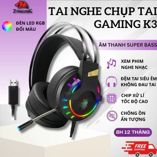 Tai Nghe Chụp Tai Gaming ZiyouLang K3 PRO Âm Thanh Super Bass Nghe Nhạc Xem Phim Có Micro Đàm Thoại Cho PC Laptop