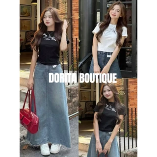 ÁO BABYTEE ĐÍNH NƠ IN CHỮ HÀN QUỐC DORITA BOUTIQUE