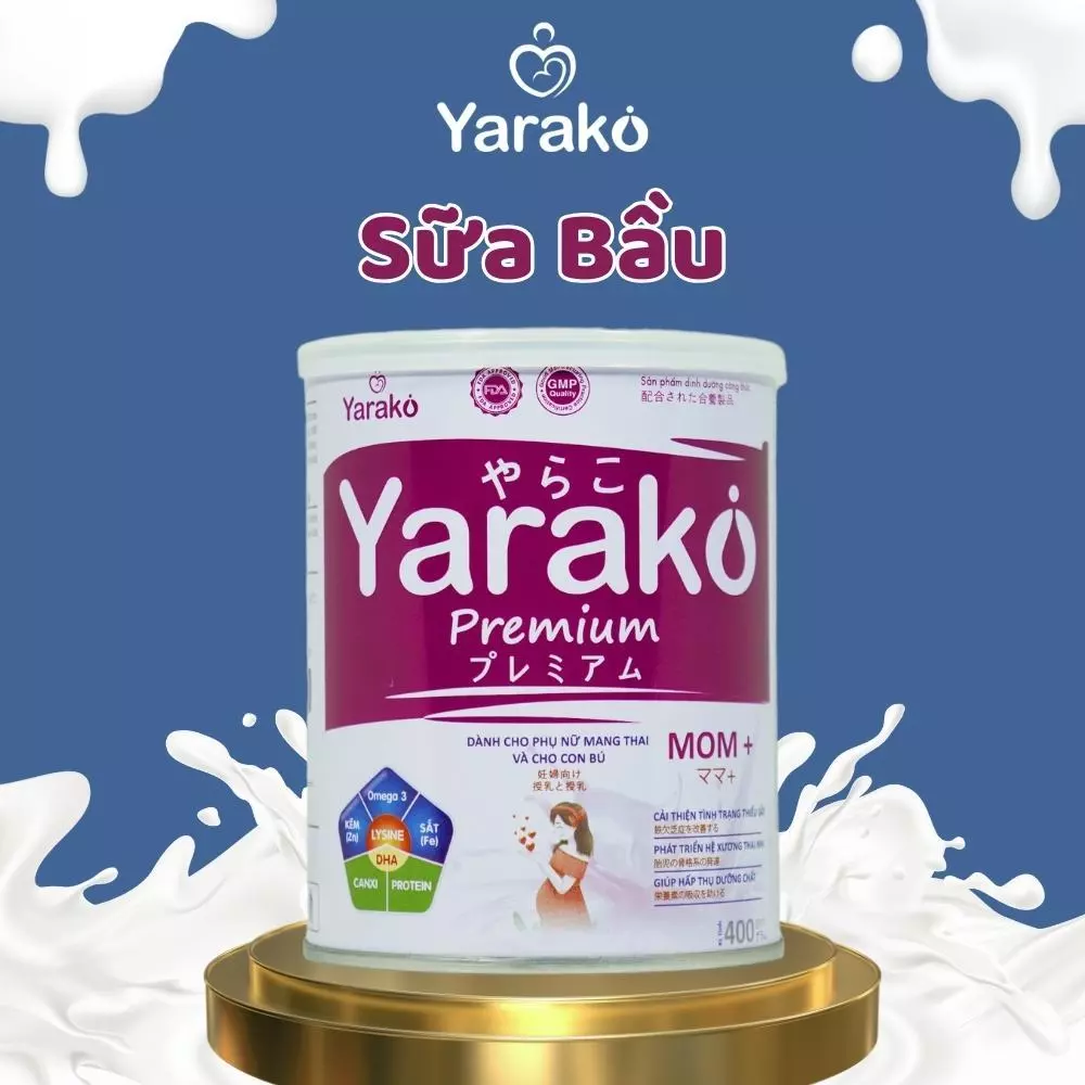 Sữa Bầu YARAKO PREMIUM MOM+ Tăng Cường Đề Kháng Cho Phụ Nữ Mang Thai Và Cho Con Bú Hộp 400g