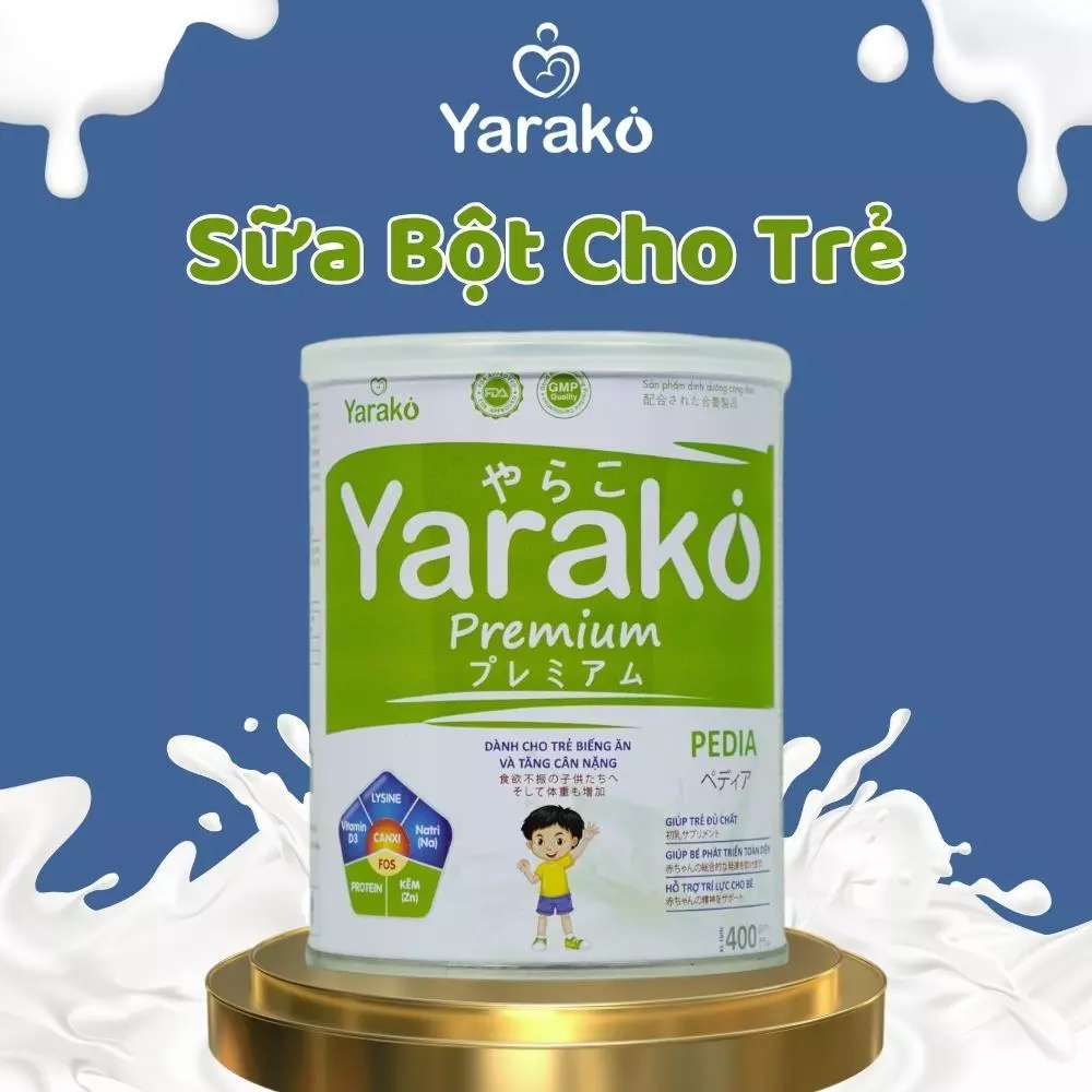Sữa Tăng Cân Cho Bé YARAKO PREMIUM PEDIA Tăng Khả Năng Hấp Thu Cho Trẻ Biếng Ăn Và Tăng Cân Nặng Hộp 400g