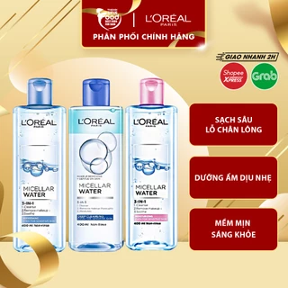 Nước tẩy trang làm sạch, dưỡng ẩm cho mọi loại da Loreal L'Oreal 3-in-1 Micellar Water 400ml