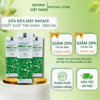 Sữa rửa mặt thảo dược Naface, trà xanh, nghệ dưỡng ẩm thu nhỏ lỗ chân lông làm sạch sâu, an toàn 120ml- Hevina