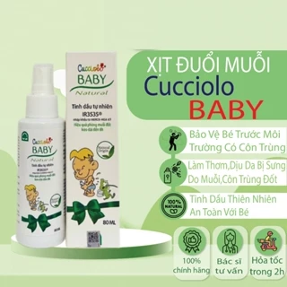 Lọ 80ml Xịt đuổi muỗi Cucciolo Baby Natural - Ngăn ngừa côn trùng Tinh dầu tự nhiên an toàn với trẻ em