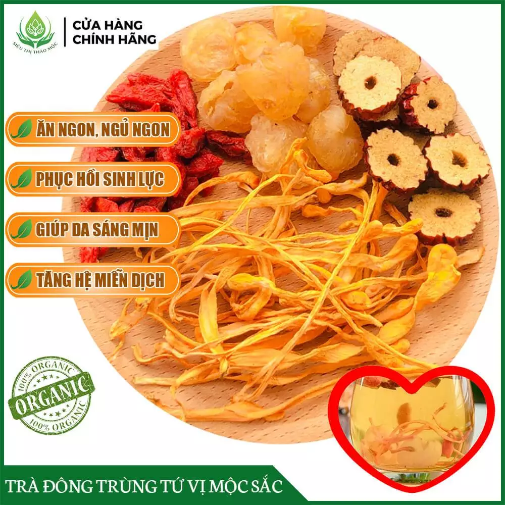 ✅[CHÍNH HÃNG] Trà Đông Trùng Hạ Thảo Tứ Vị Thảo Mộc Đẹp Mịn Da Bồi Bổ Sức Khỏe