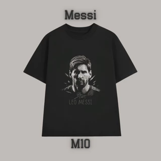 Áo Thun unisex form rộng in hình Messi, chất liệu Cotton 2 chiều co giãn thoáng mát, thiết kế Độc Quyền, màu Đen