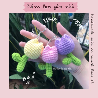 [Ảnh thật] Móc khoá len hoa tulip xinh xắn 🌷 phụ kiện trang trí dễ thương ❣️ [Tiệm len gần nhà - handmade]