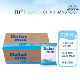 Thùng 48 bịch Sữa Dalatmilk ít đường 220ml/ bịch