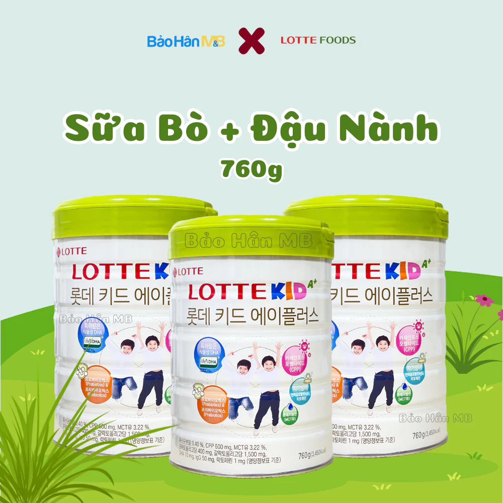 Sữa bột Lotte Kid  A+ nhập khẩu Hàn Quốc Lon 760g - Tăng chiều cao và cân nặng