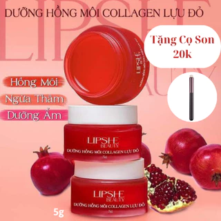 Son dưỡng môi có màu lựu đỏ,son dưỡng ẩm làm hồng môi lipshe beauty 5g hàng chính hãng tặng cọ môi