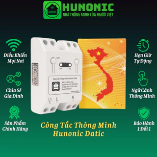 Công Tắc Thông Minh Wifi Hunonic Datic 1 Kênh 500W Điều Khiển Thiết Bị Từ Xa Qua Điện Thoại, việt nam sản xuất