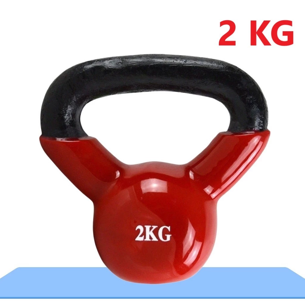 Tạ Ấm, Tạ Bình Vôi lõi gang bọc cao su loại 2kg tập bụng tại nhà, có quai xách chống trượt
