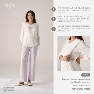 NOUS MOM Bộ quần áo sau sinh dài tay mặc tại nhà phối màu sắc in họa tiết cho mẹ bầu